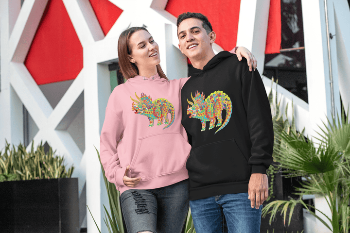 Men Triceratops Zentangle  Hoodie | Jurassic Studio