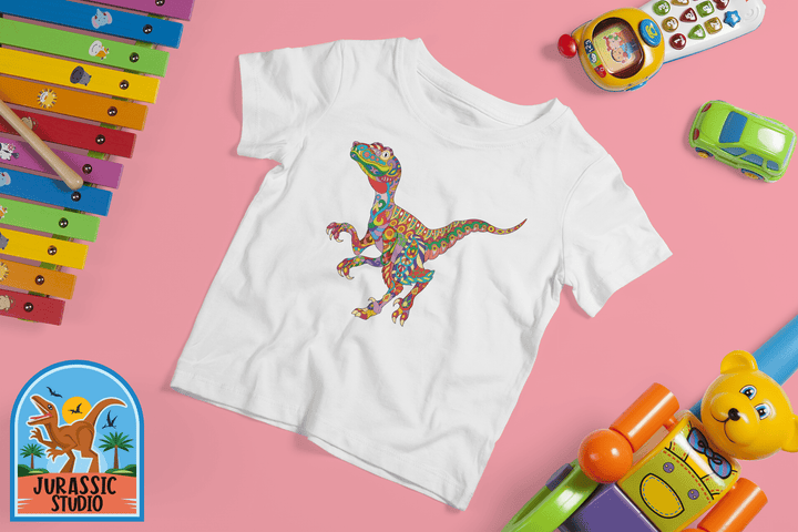 Toddler Velociraptor Zentangle T-Shirt | Jurassic Studio