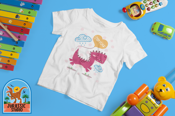 Toddler Baby Dino with Balloon T-Shirt | Jurassic Studio