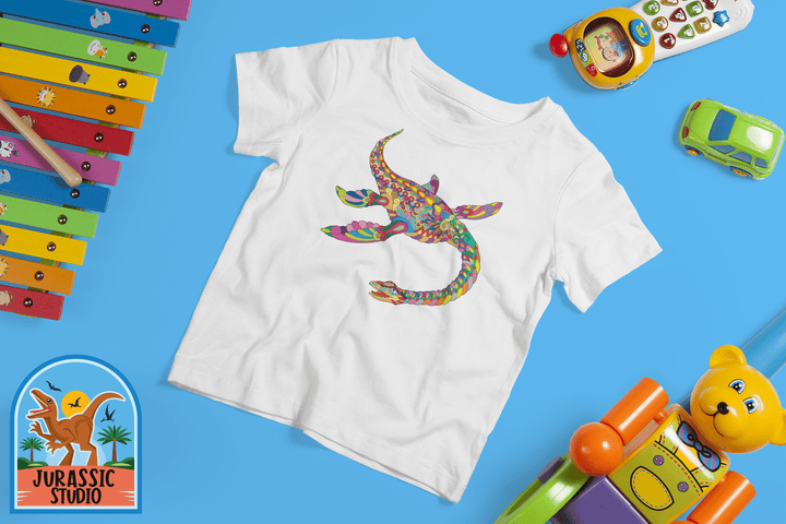 Toddler Plesiosaurs Zentangle T-Shirt | Jurassic Studio
