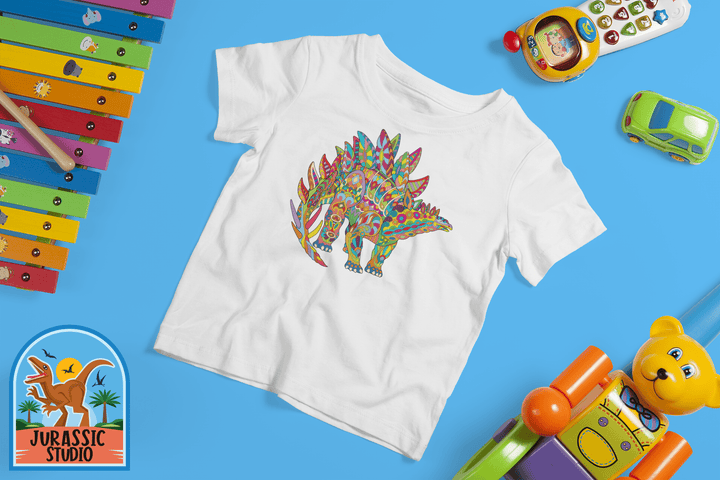 Toddler Stegosaurus Zentangle T-Shirt | Jurassic Studio