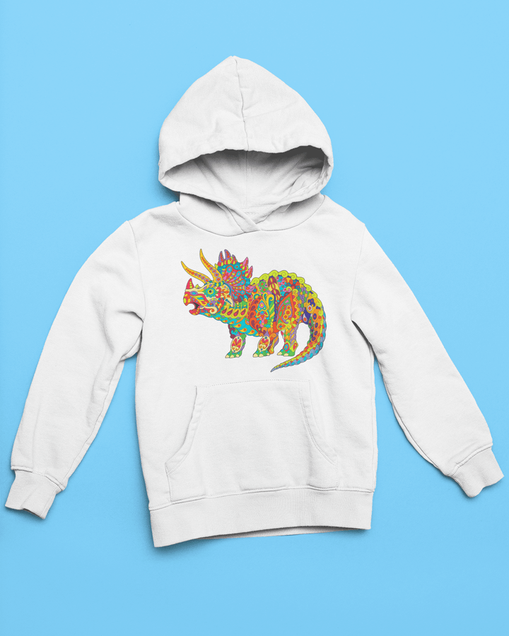 Kids Triceratops Zentangle Hoodie | Jurassic Studio