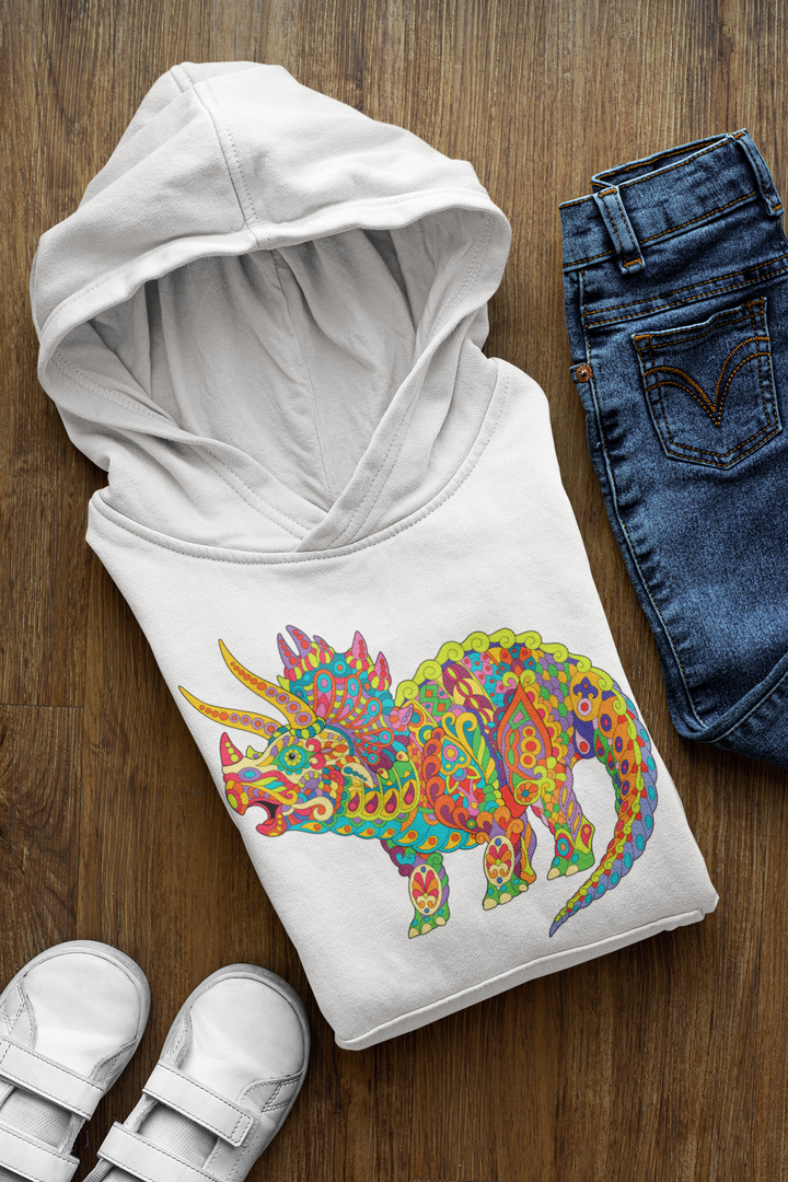 Kids Triceratops Zentangle Hoodie | Jurassic Studio