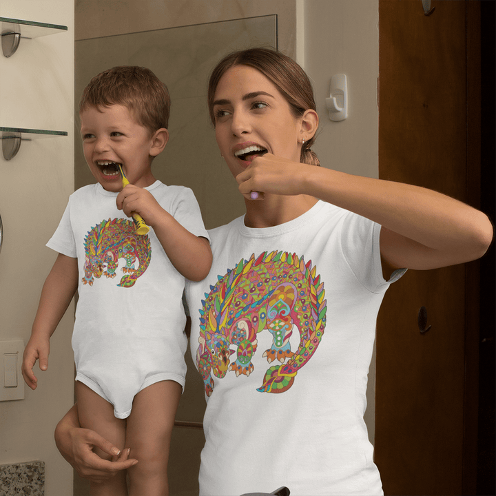 Toddler Ankylosaurus Zentangle Onesie | Jurassic Studio