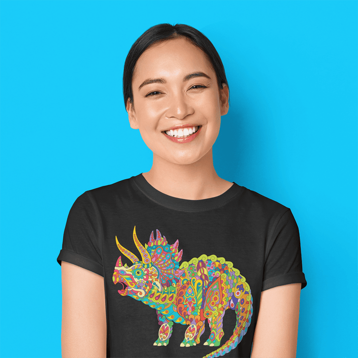 Women Triceratops Zentangle T-Shirt | Jurassic Studio