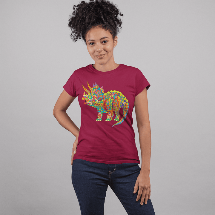 Women Triceratops Zentangle T-Shirt | Jurassic Studio