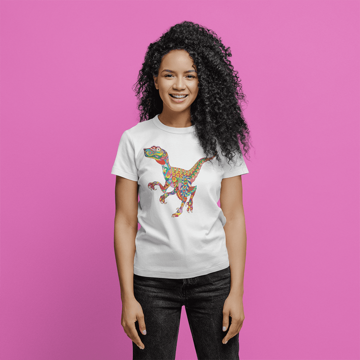 Women Velociraptor Zentangle T-Shirt | Jurassic Studio