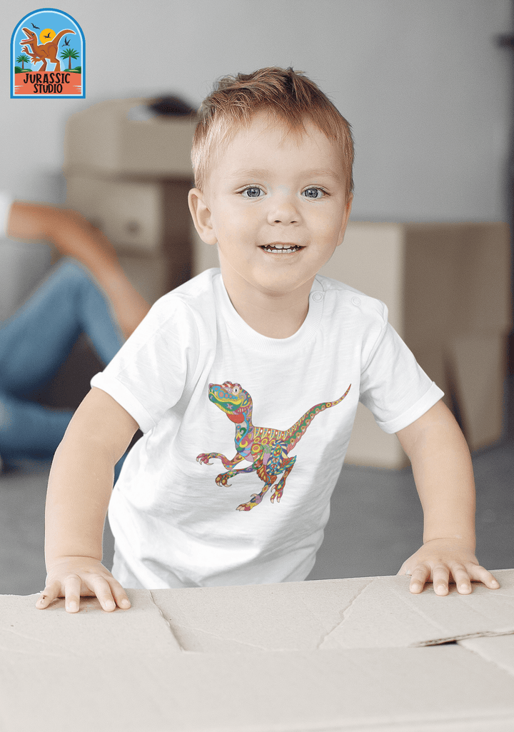 Toddler Velociraptor Zentangle T-Shirt | Jurassic Studio