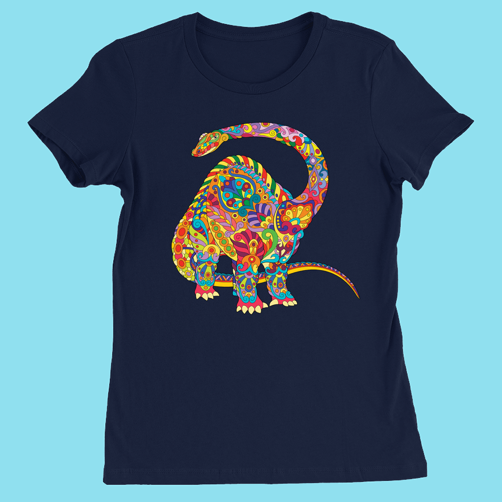 Women Brontosaurus Zentangle T-Shirt