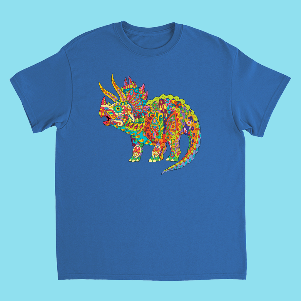 Kids Triceratops Zentangle T-Shirt
