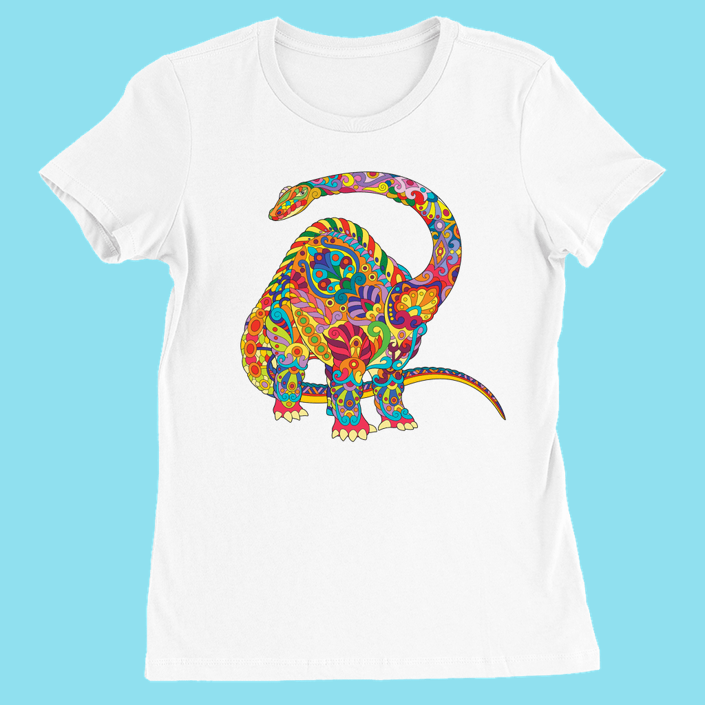 Women Brontosaurus Zentangle T-Shirt