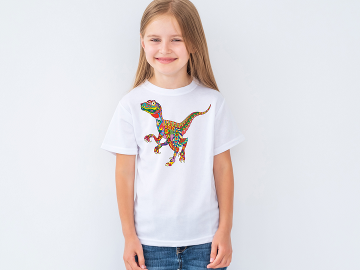 Kids Velociraptor Zentangle T-Shirt
