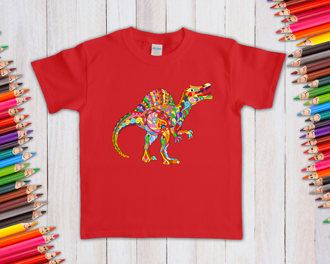 Kids Spinosaurus Zentangle T-Shirt | Jurassic Studio