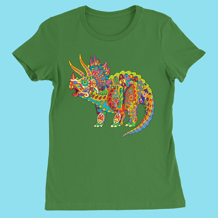 Women Triceratops Zentangle T-Shirt | Jurassic Studio