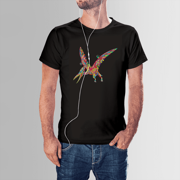 Men Pterodactyl Zentangle T-Shirt | Jurassic Studio