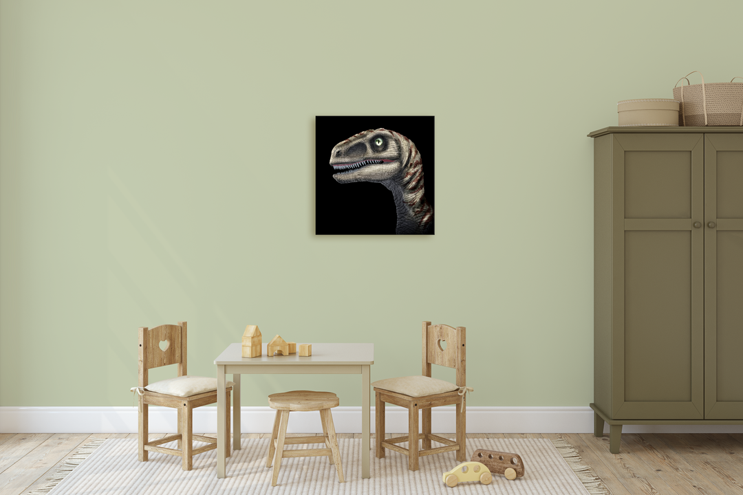 Velociraptor Portrait Canvas Wrap | Jurassic Studio