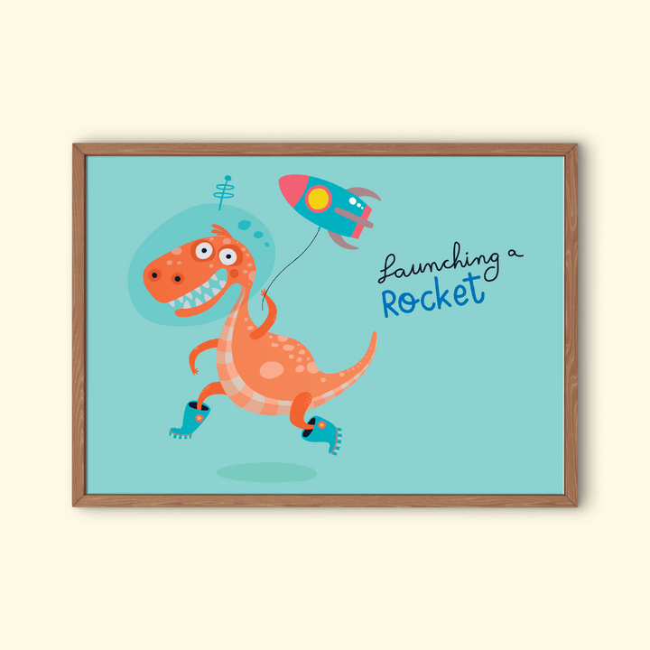 Dinosaur launching a Rocket Poster | Jurassic Studio