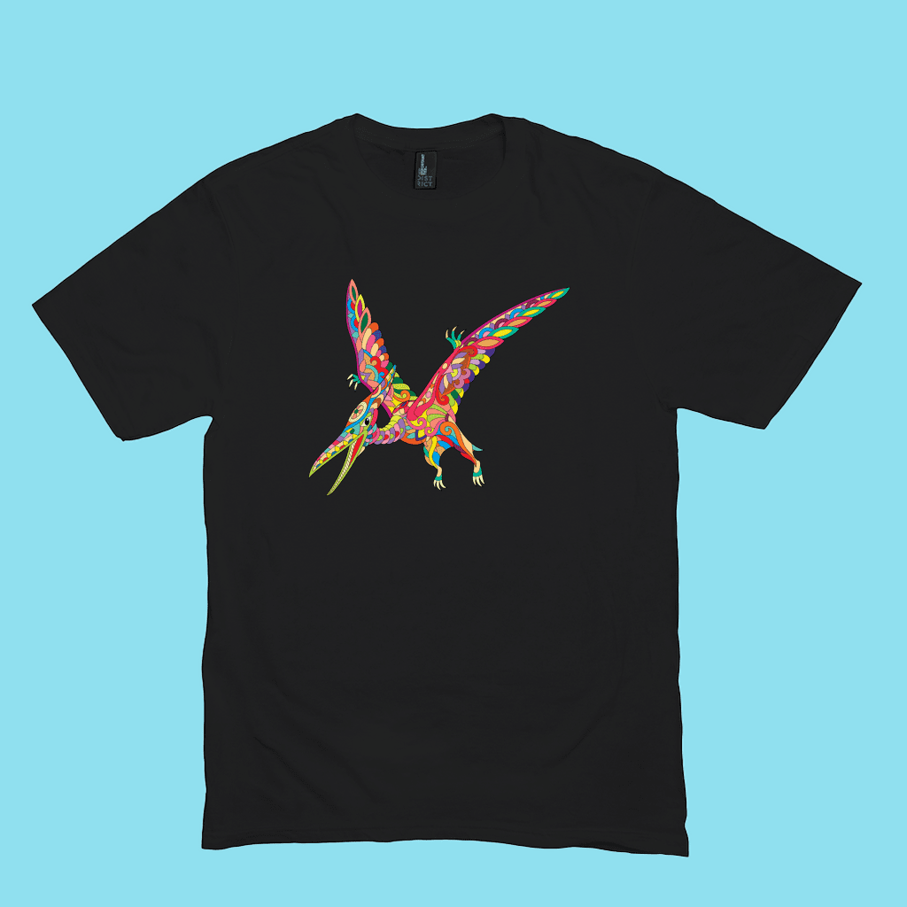 Men Pterodactyl Zentangle T-Shirt | Jurassic Studio