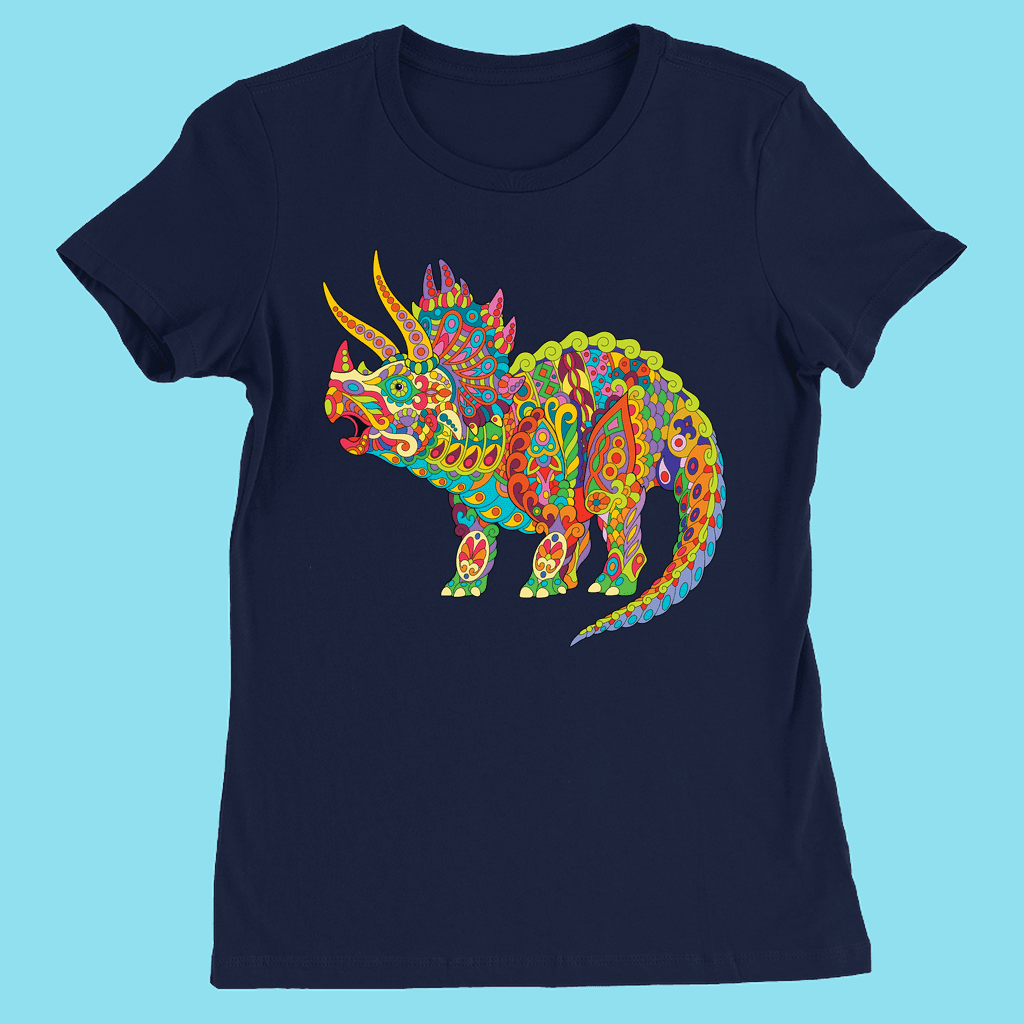 Women Triceratops Zentangle T-Shirt | Jurassic Studio