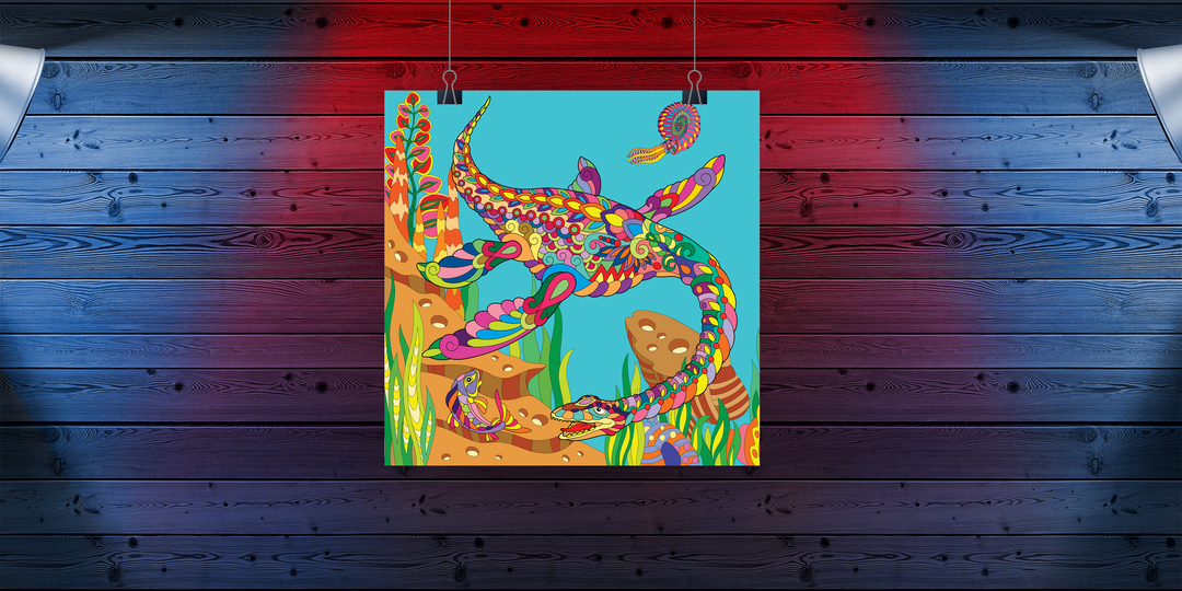 Plesiosaurs Zentangle Poster | Jurassic Studio
