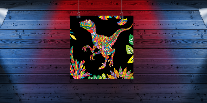 Velociraptor Zentangle Poster