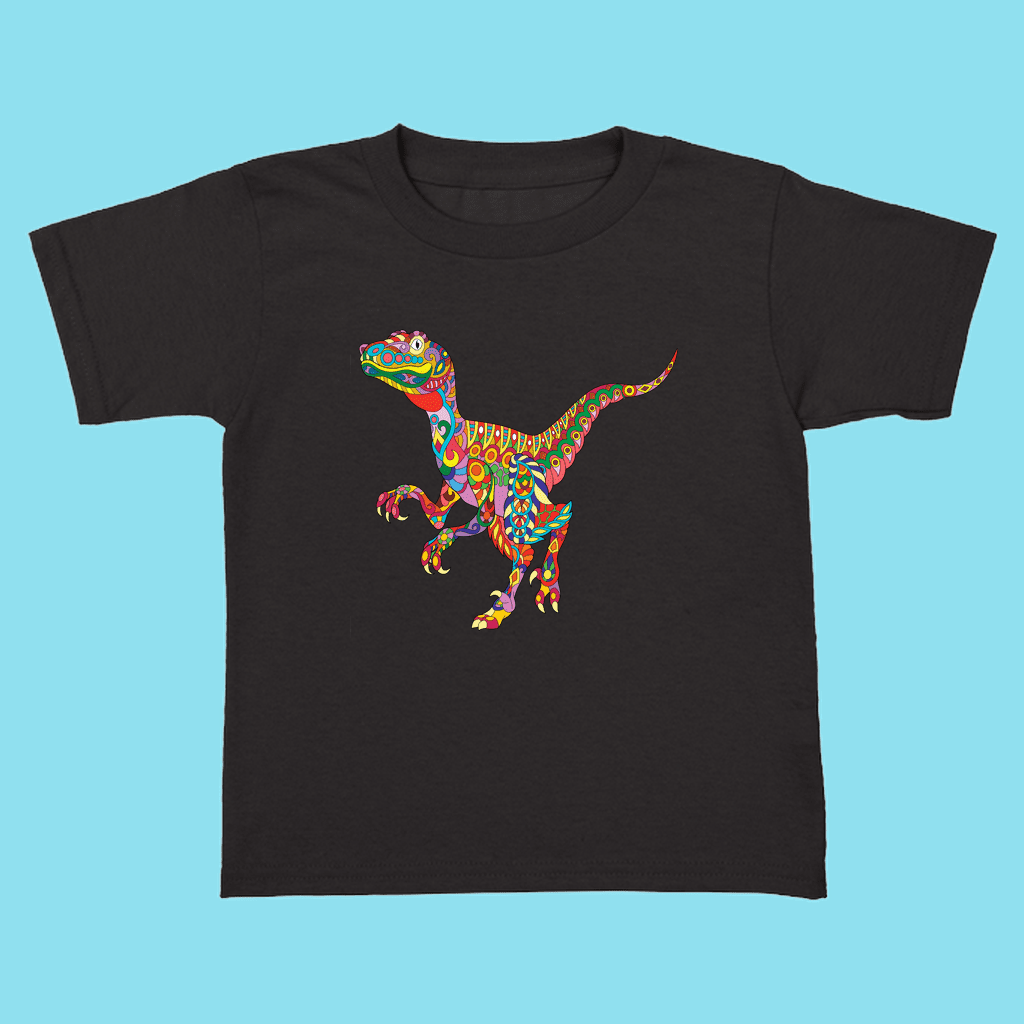 Toddler Velociraptor Zentangle T-Shirt | Jurassic Studio