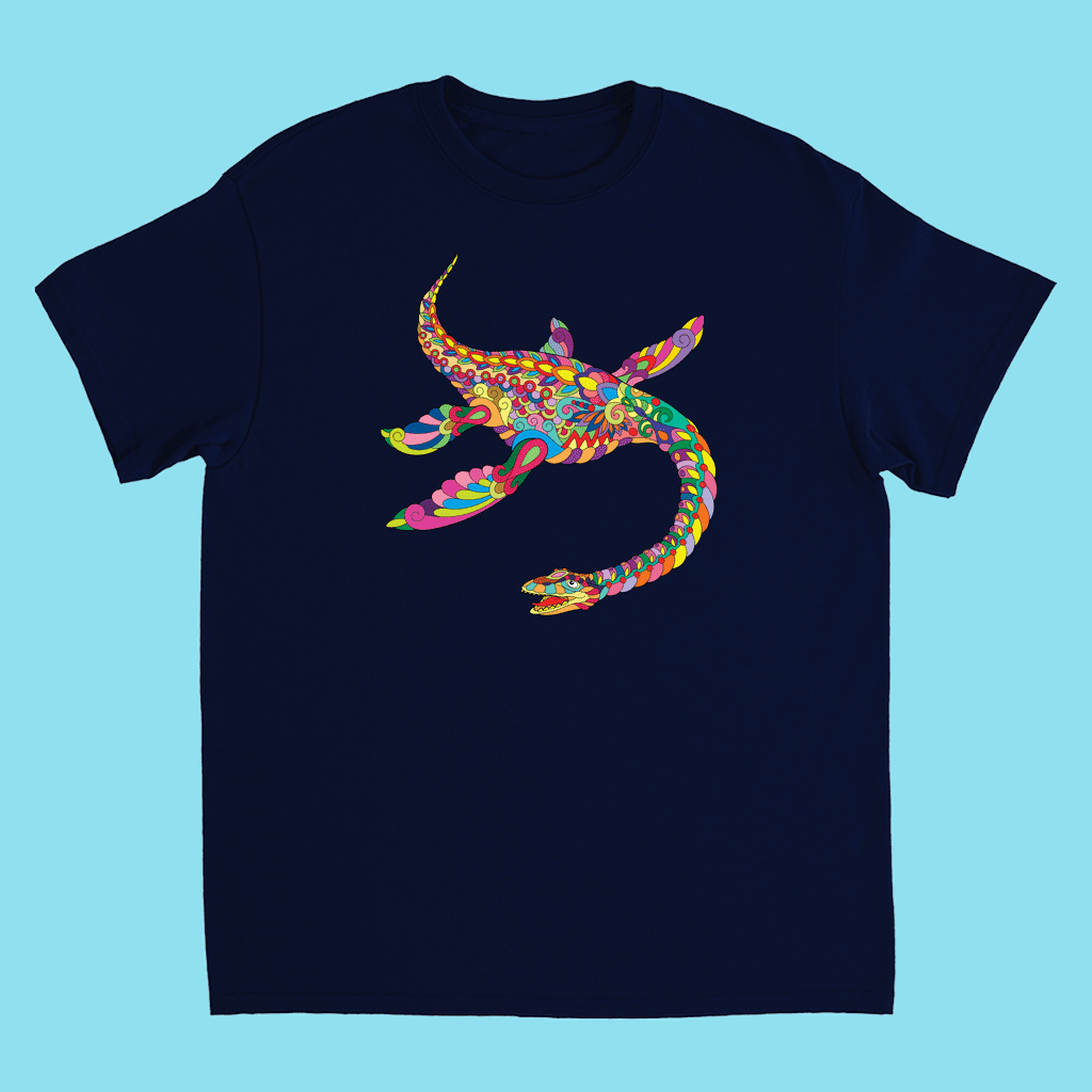 Kids Plesiosaurus Zentangle T-Shirt | Jurassic Studio