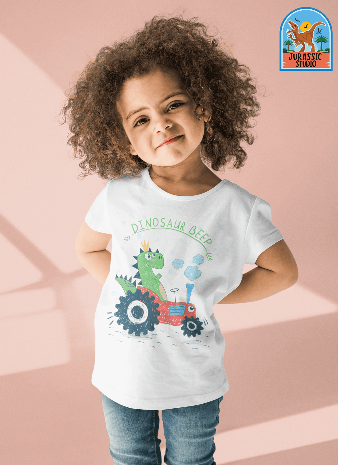 Toddler Baby Dino Tractor T-Shirt | Jurassic Studio