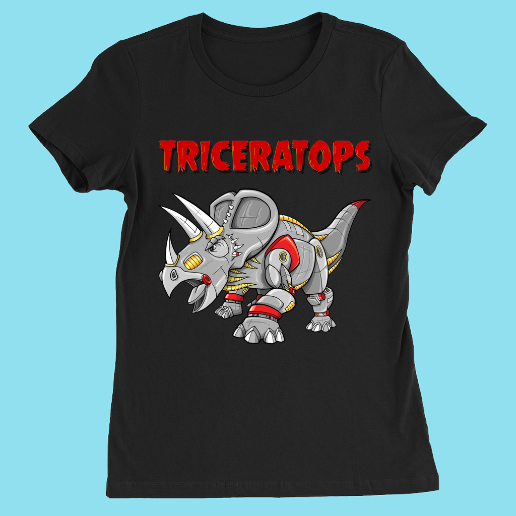 Women Robot Triceratops T-Shirt