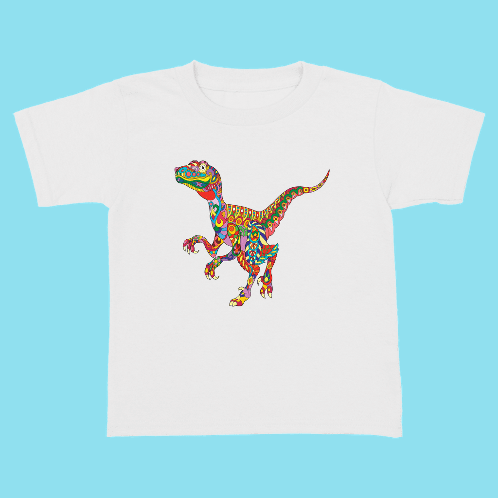 Toddler Velociraptor Zentangle T-Shirt | Jurassic Studio