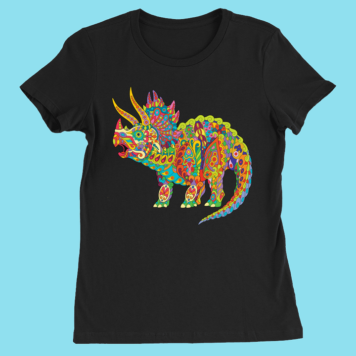 Women Triceratops Zentangle T-Shirt | Jurassic Studio