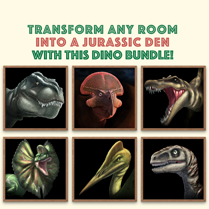 6 Dinosaur Posters Bundle