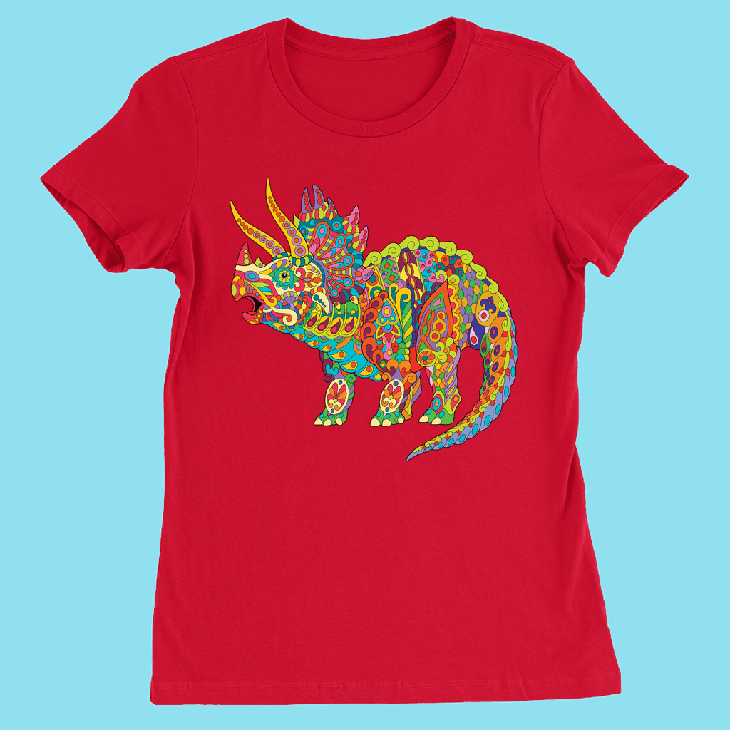 Women Triceratops Zentangle T-Shirt | Jurassic Studio