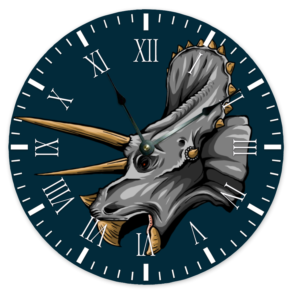 15 Inch Triceratops Wall Art Clock | Jurassic Studio