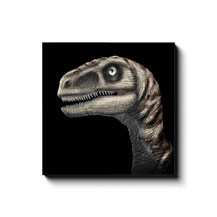 Velociraptor Portrait Canvas Wrap | Jurassic Studio