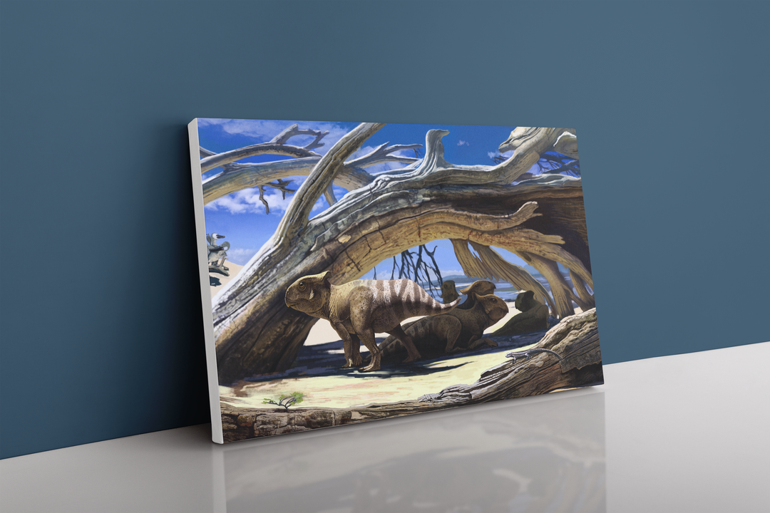 Protoceratops Shelter Canvas Wrap | Jurassic Studio