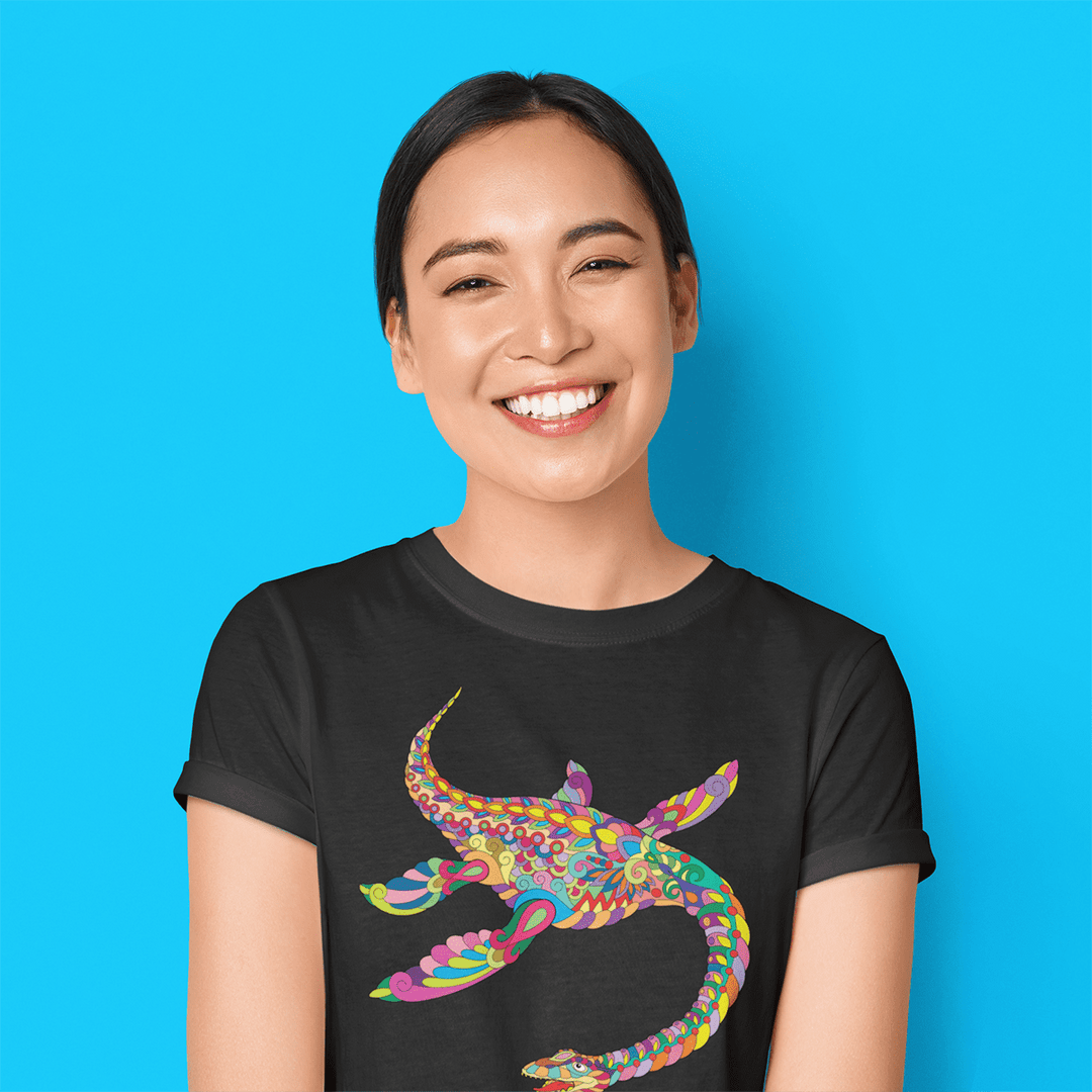 Women Plesiosaurus Zentangle T-Shirt | Jurassic Studio