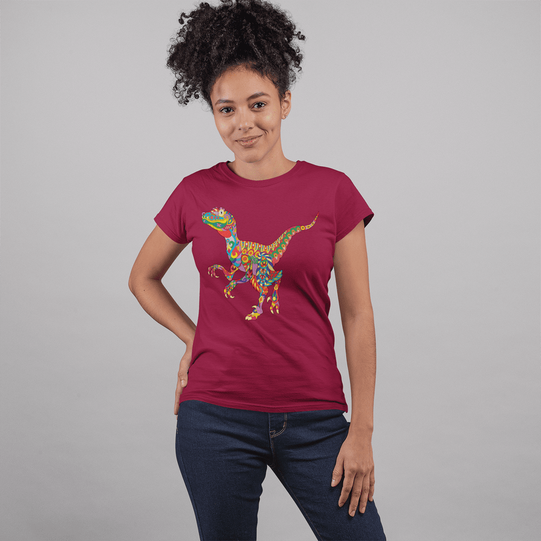 Women Velociraptor Zentangle T-Shirt | Jurassic Studio