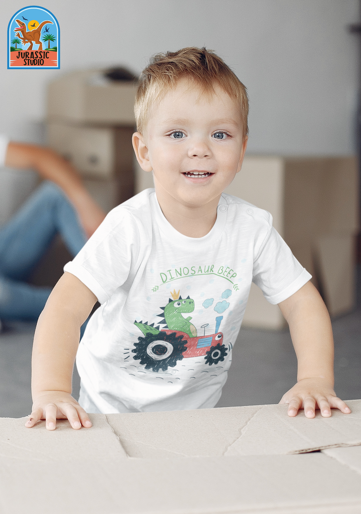 Toddler Baby Dino Tractor T-Shirt | Jurassic Studio